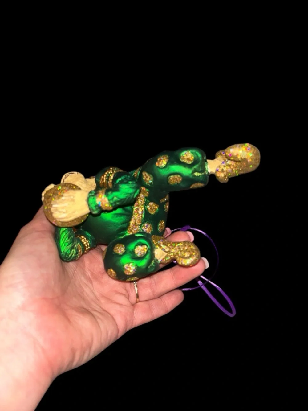 Vintage Mark Robert’s Green and Gold Fantasy Monkey Ornament